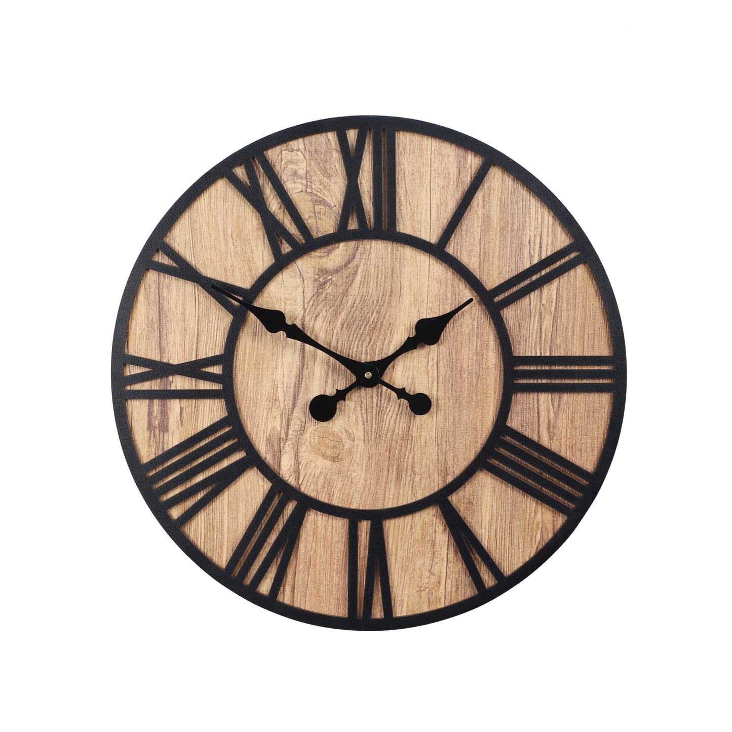 Black Roman Engineered Wood Wall Clock With Leather coating || Wall Clock