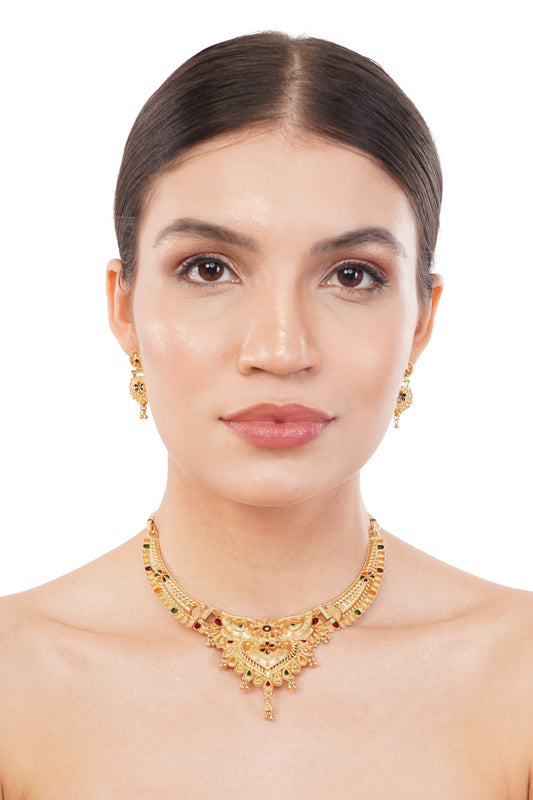 1Gm Gold-plated Choker Necklace and Earring Set