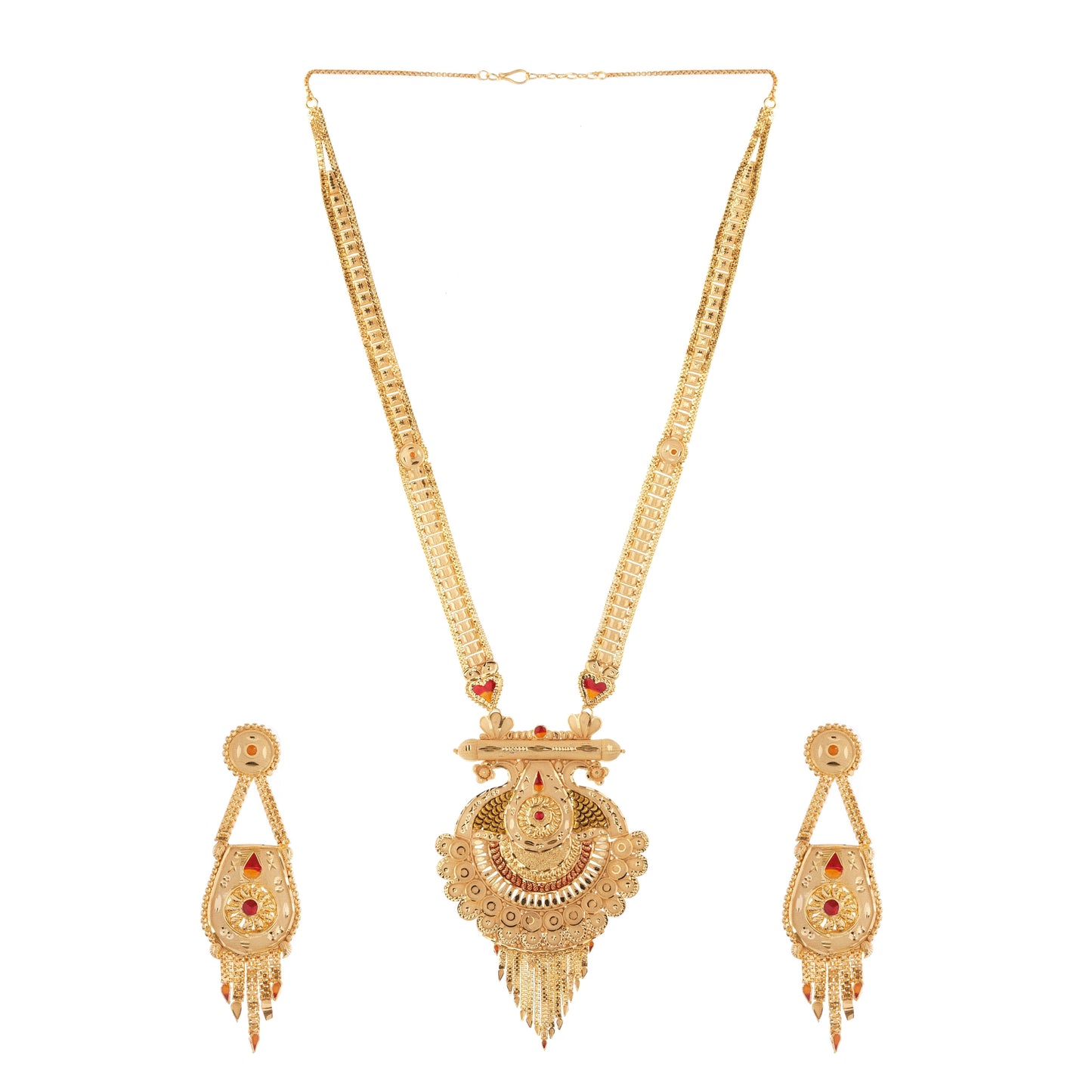 South Indian Temple 1Gm Gold Jewellery Necklace and Earring Set